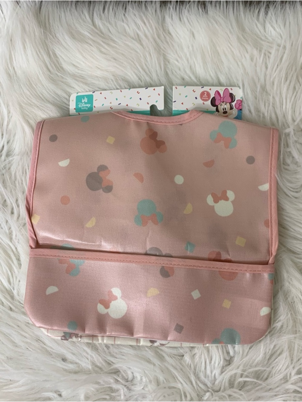 Disney Baby Pink Minnie Waterproof Bib with Pocket Set of 2